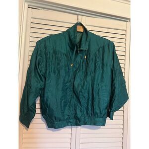 LAURA KATHERINE Women's Size Small‎ S Zip Track Jacket Vintage 80s Retro SILK